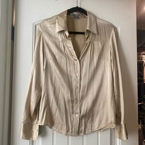 Ann Taylor vintage gold silk blouse